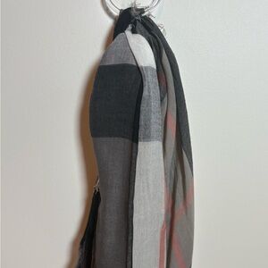Plaid Scarf in Black, Gray, and pink